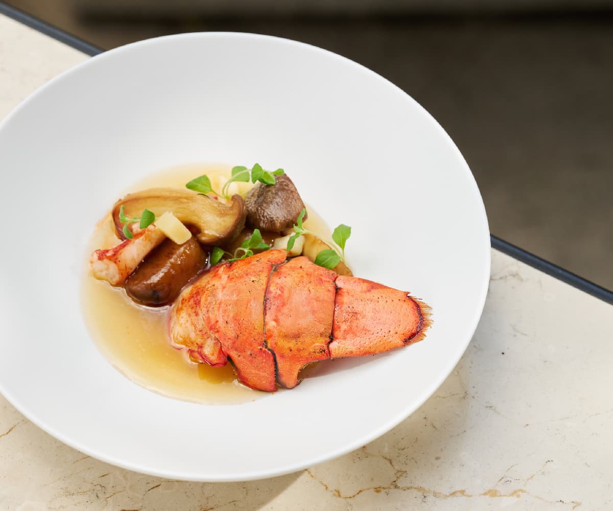 Le Côté LM launches new autumn menu, "Feast of the Forest", one of the cusine "LOBSTER, CHESTNUT, CHICKEN CONSOMMÉ"